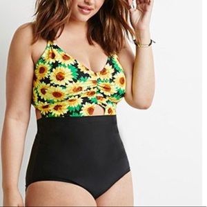 Forever 21 Plus sunflower swimsuit